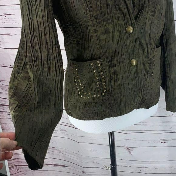 Reba Olive Green animal print Size Small Fitted Jacket blazer - Picture 5 of 12